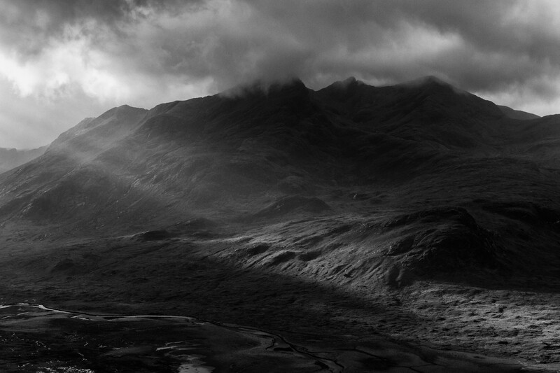 Sgurr nan Gillean under black clouds