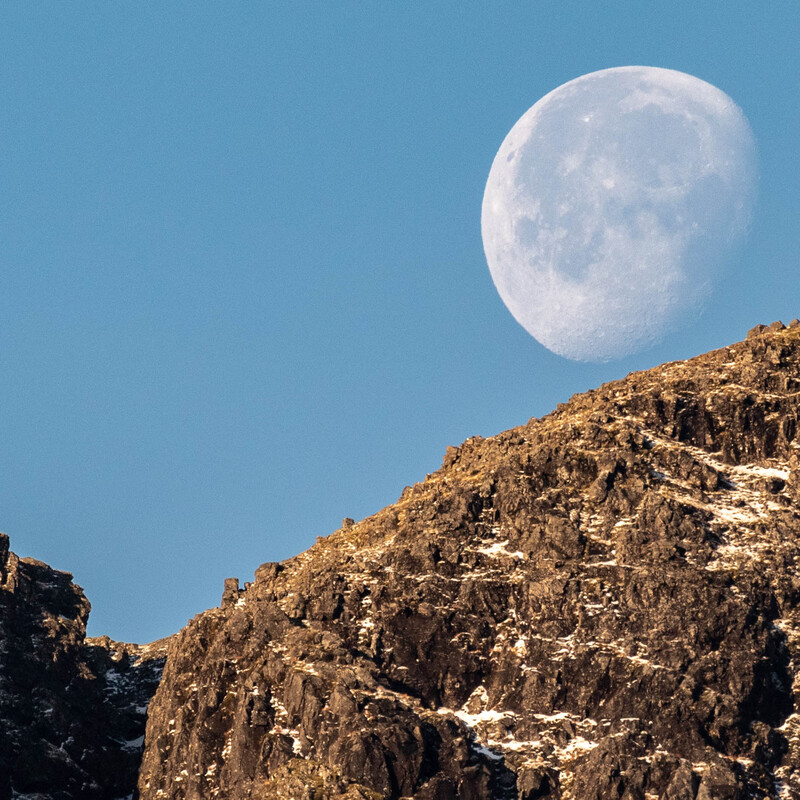 The moon above Clach Glas, Isle of Skye