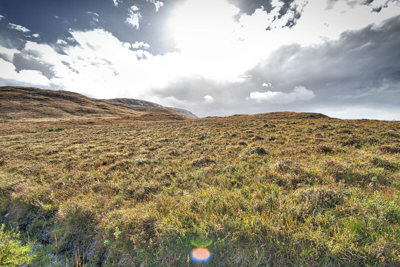 Looking up towards Beinn Suardail from the old railway in Strath