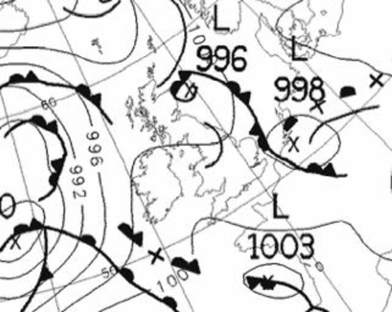 Surface chart for middday on 27/3/08